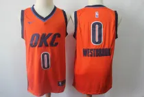 NBA Thunder 0 Russell Westbrook Orange Earned Edition Nike Men Jersey