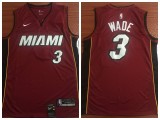 NBA Heat 3 Dwyane Wade Red Nike Men Jersey