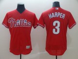 MLB Phillies #3 Bryce Harper Red Flex Base  Elite Men Jersey