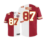 Kansas City Chiefs #87 Kelce Red/White Men's Stitched Elite Split Jersey