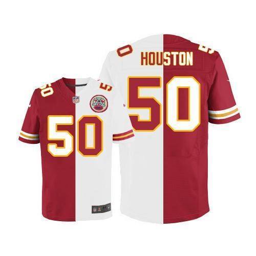 Kansas City Chiefs #50 Houston Red/White Men's Stitched Elite Split Jersey