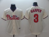 MLB Phillies 3 Bryce Harper Cream Game Men's Jersey