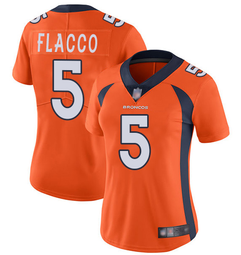 Women Nike Denver Broncos #5 Joe Flacco Orange Alternate Vapor Untouchable Limited Player NFL Jersey