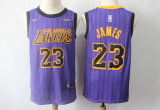 NBA Lakers 23 Lebron James Purple 2018-19 City Edition Nike Jersey