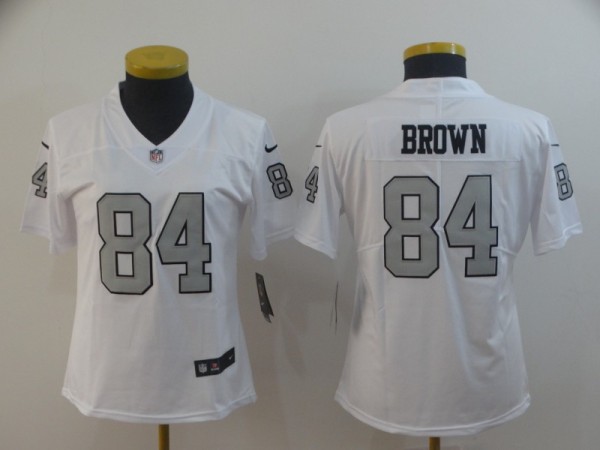 Women Nike Oakland Raiders #84 Brown White Color Rush Limited Jersey