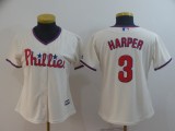 MLB Phillies #3 Bryce Harper Cream Cool Base Women Jersey