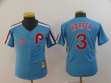 Youth MLB Phillies #3 Bryce Harper Light Blue Cool Base Cooperstown  Jersey