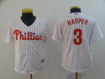 Youth MLB Phillies #3 Bryce Harper White Cool Base  Jersey