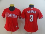 MLB Phillies #3 Bryce Harper Red Cool Base Women Jersey