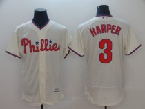 MLB Phillies #3 Bryce Harper Cream Flex Base Elite Men Jersey