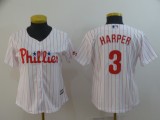 MLB Phillies #3 Bryce Harper White Cool Base Women Jersey