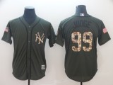 MLB Yankees #99 Aaron Judge Olive Green Camo Cool Base Mens Jersey