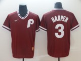 MLB Phillies #3 Bryce Harper Red Thowback  Mens Jersey