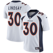 Youth Denver Broncos #30 Phillip Lindsay White Vapor Untouchable Limited Jersey