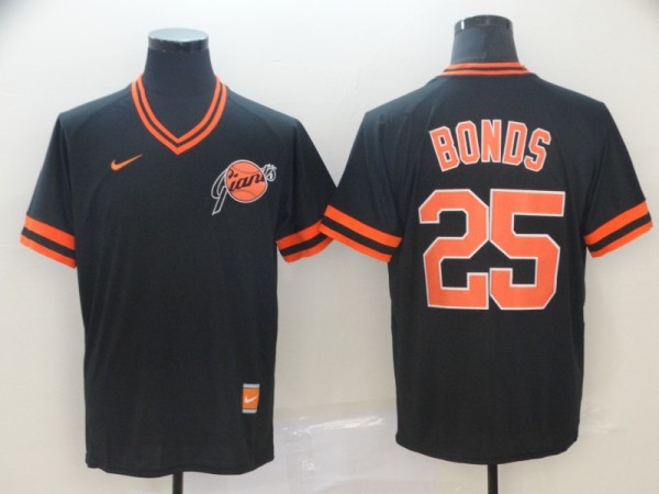 MLB San Francisco Giants #25 Barry Bonds Black Throwback Mens Jersey