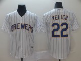 MLB Milwaukee Brewers #22 Christian Yelich White Game Mens Jersey