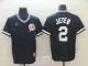 MLB New York Yankees #2 Jeter Navy Blue Thowback Mens Jersey