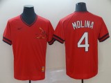 MLB Cardinals #4 Yadier Molina Red Throwback Men Jersey