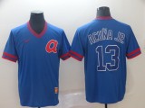 Atlanta Braves #13 Ronald Acuna Blue Throwback Men Jersey