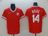 Men's MLB Cincinnati Reds #14 Rose Red Throwback Men Jersey