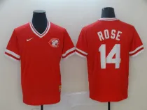 Men's MLB Cincinnati Reds #14 Rose Red Throwback Men Jersey