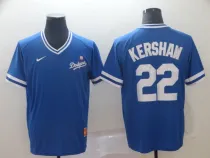 Los Angeles Dodgers #22 Clayton Kershaw Blue Throwback Men Jersey