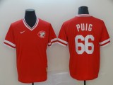 Men's MLB Cincinnati Reds #66 Puig Red Throwback Men Jersey