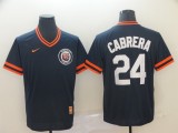 MLB Detroit Tigers #24 Cabrera Navy Blue Thowback Mens Jersey