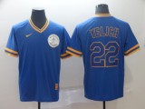 MLB Milwaukee Brewers #22 Christian Yelich Blue Throwback Men Jersey