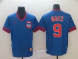 MLB Chicago Cubs #9 Baez Blue Thowback Mens Jersey