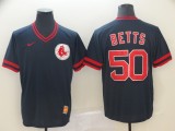 MLB Boston Red Sox #50 Mookie Betts Navy Blue Throwback Mens Jersey