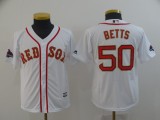 Youth MLB Boston Red Sox #50 Mookie Betts White Game Campion Patch Jersey