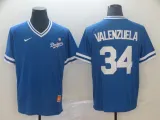 Los Angeles Dodgers #34 Valenzuela Blue Throwback Men Jersey