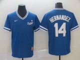 Los Angeles Dodgers #14 Hernandez Blue Throwback Men Jersey