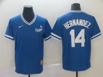 Los Angeles Dodgers #14 Hernandez Blue Throwback Men Jersey