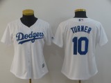 Women Los Angeles Dodgers #10 Turner White Jersey