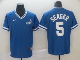 Los Angeles Dodgers #5 Seager Blue Throwback Men Jersey