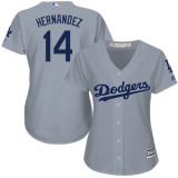 Women Los Angeles Dodgers #14 Hernandez Grey Jersey