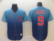 MLB Chicago Cubs #9 Baez Blue Fadeaway Mens Jersey