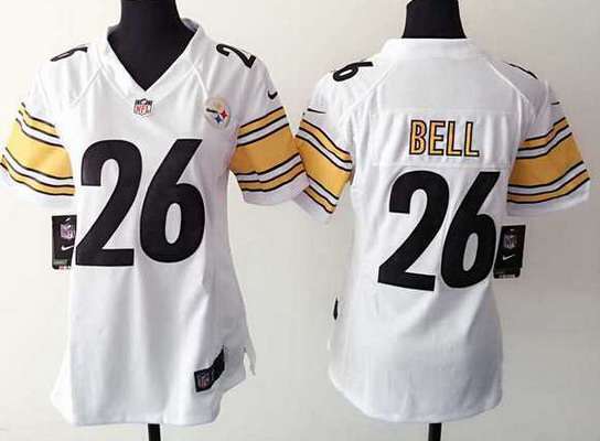 Nike NFL Pittsburgh Steelers #26 Bell White Women Jersey