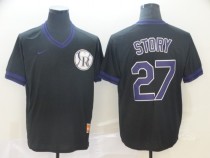 Men's Colorado Rockies #27 Trevor Story Black Thowback Mens Jersey