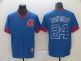 Atlanta Braves #24 Sanders  Blue Throwback Men Jersey