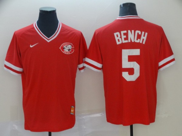 Men's MLB Cincinnati Reds #5 Bench Red Throwback Men Jersey