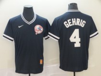 MLB New York Yankees #4 Gehrig Navy Blue Thowback Mens Jersey