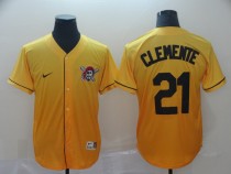 MLB Pittsburgh Pirates #21 Clemente Yellow Fadeaway Mens Jersey