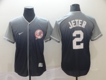 MLB New York Yankees #2 Jeter Grey Fadeaway Mens Jersey