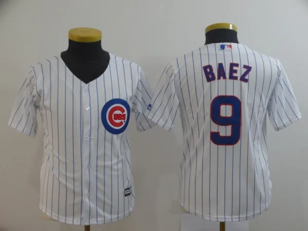 Youth MLB Chicago Cubs #9 Baez White Jersey