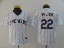 Youth Milwaukee Brewers #22 Christian Yelich White Jersey
