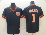 MLB Houston Astros #1 Correa Navy Blue Throwback Mens Jersey