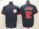 MLB Cleveland Indians #12 Lindor Navy Blue Throwback Mens Jersey